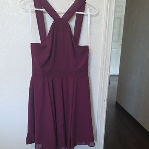 Lulu's Burgundy Cross-Back Mini Dress